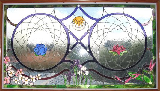 THE HARMONY WINDOW, 2012, by Calley O'Neill, Artist and Designer, and Lamar Yoakum, Master Stained Glass Artisan, Waimea, Big Island, Hawaii