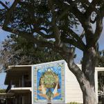 The mural seen from across campus